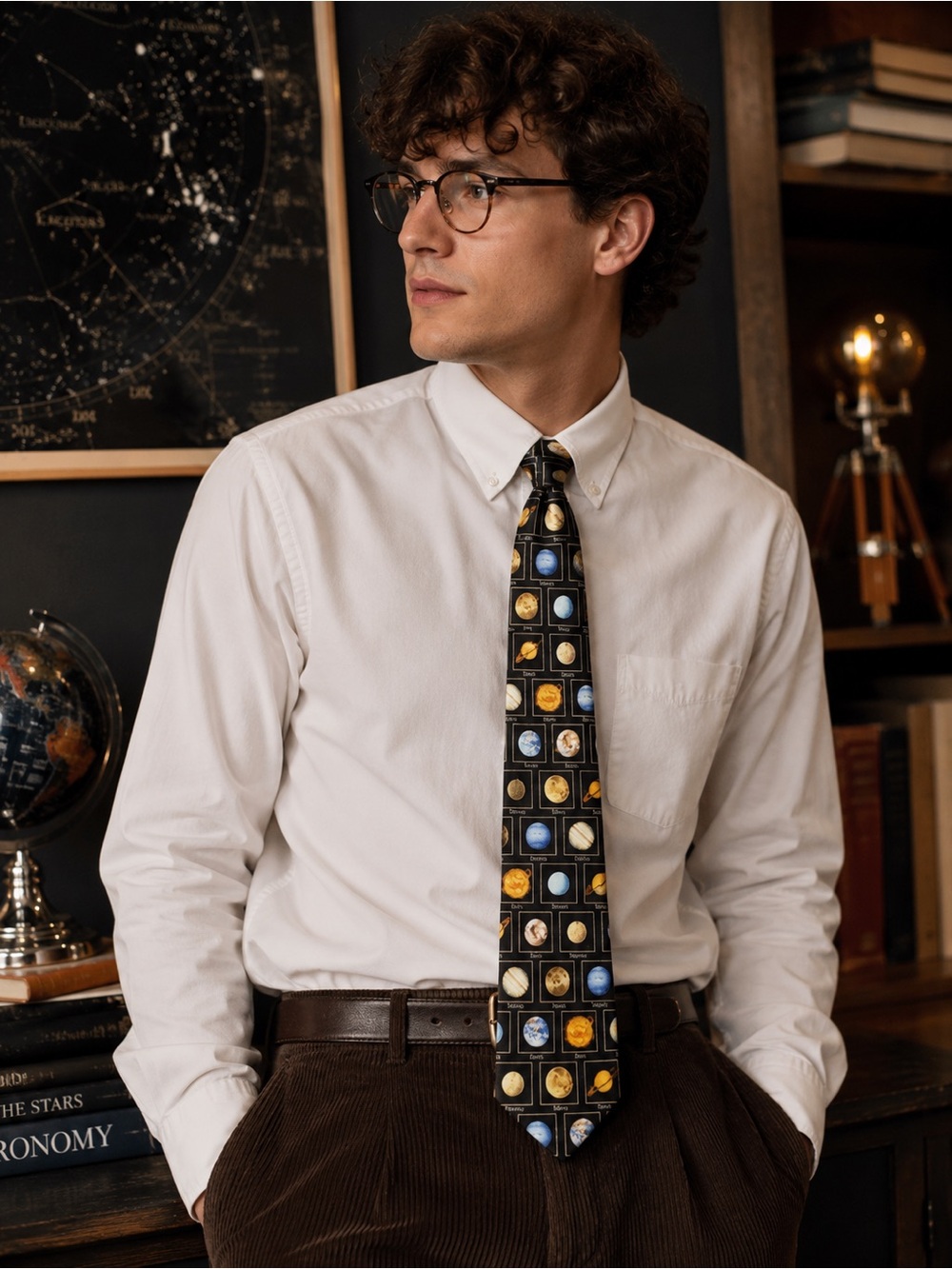 Museum Artifacts Silk Solar System Space Astronomy Tie